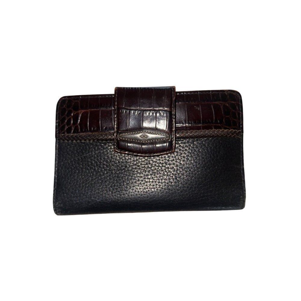 Brighton Vintage 90’s Pebbled Leather Croc Embossed Bi-Fold Checkbook Wallet Cho